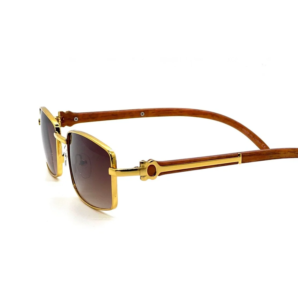 Mens Gold Sunglasses Square Frame Classic Stylish‎ Sun Protection UV400 Hip Hop